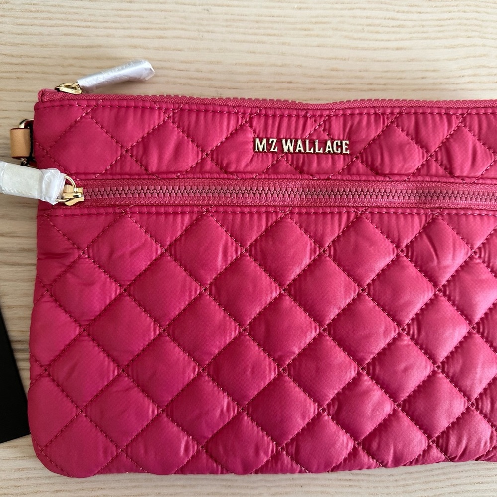 NWT MZ Wallace Zinnia Pink Small Metro Pouch Deluxe with Gold Hardware